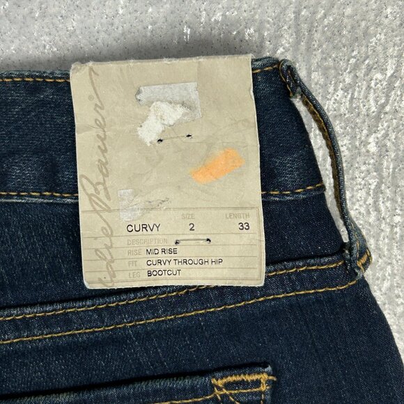 Eddie Bauer Jeans Women 2 (28x32.5) Boot Cut Curvy Through Hip Mid Rise Blue - Picture 7 of 16